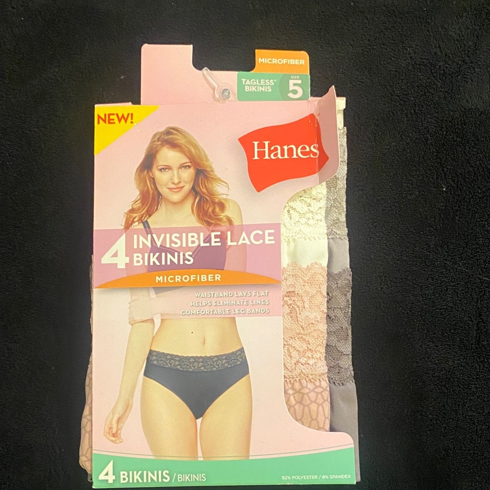 Hanes Invisible Lace Bikinis - Black, Cream, Tan